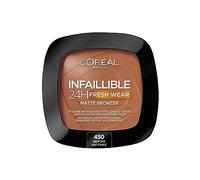 L'Oréal Paris Soft Matte Bronzer, Longwear, Matte Finish, Waterproof and Transfer-proof, Face & Body Bronzer, Summer Glow All Year Around, Infallible 24H, 450 Deep Tan
