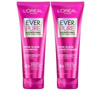 L'Oreal Paris Sulfate Free Iron Sleek Smoothing Shampoo and Conditioner, Frizz Control and Humidity-Resistant Formula with Alpha-Acids, EverPure Hair