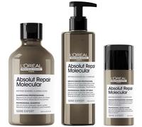 L'Oréal Professionnel Absolut Repair Molecular Shampoo 300ml, Rinse Off Serum Conditioner Treatment 250ml & Leave in Mask 100ml