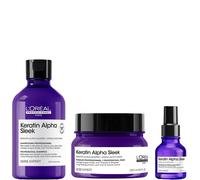 L'Oréal Professionnel Keratin Alpha Sleek Shampoo, Hair Mask & Hair Serum Bundle - Antifrizz, 300ml, 250ml, 50ml