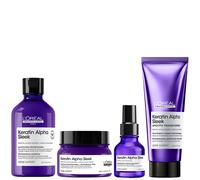L'Oréal Professionnel Keratin Alpha Sleek Shampoo, Hair Mask, Hair Serum & Smooth Transformer Bundle