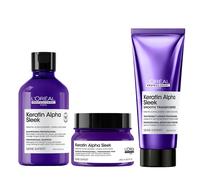 L'Oréal Professionnel Keratin Alpha Sleek Shampoo, Hair Mask & Smooth Transformer Bundle - Antifrizz, 300ml, 250ml, 200ml Pack Pack