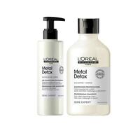 L'Oreal Professionnel Metal Detox Anti-Porosity Filler Pre-Shampoo Treatment & Metal Detox Shampoo 300ml Duo in Clear L'Oreal Professionnel Clear