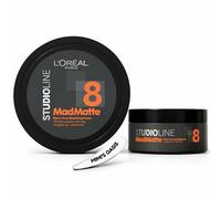L'Oréal Professionnel Paris Studio Line Mad Matte Hair Paste 8 Strong Hold 75ml with Cosmetic Spatula - Matte Finish Hair Clay for Men, Texturising Hair Wax, Natural Look, No Shine, Long Lasting Hold