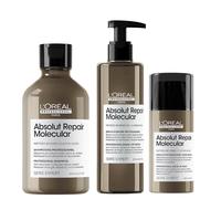 L'Oréal Professionnel Serie Expert Absolut Repair Molecular Hair Shampoo 300ml, Leave-In-Mask 100ml and Rinse-off Serum 250ml Pack