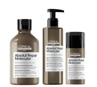 L'Oreal Professionnel Serie Expert Absolut Repair Molecular Hair Shampoo 300ml, Leave-In-Mask 100ml & Rinse-off Serum 250ml Pack in Clear L'Oreal Professionnel Clear