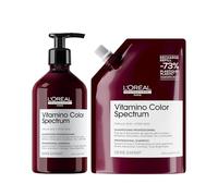 L'Oréal Professionnel Vitamino Color Spectrum Shampoo 500ml & Refill pack 500ml, For coloured hair, With Ferulic Acid + Citric Acid, Lock in day 1 colour vibrancy for 100 days, Colour protection