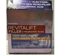 L'Oreal Paris Revitalift Filler + Hyaluronic Acid Anti Ageing Anti-Wrinkle SPF 50 Replumping Day Cream 50ml