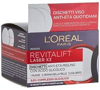 L'ORÉAL Revitalift Laser X3 - Peeling Pads with Glycolic Acid, Exfoliating, Smoothening, Wrinkle Reducing, Face, 30 Pads, Travel Size