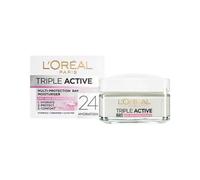 Loreal Triple Active Day 24H Hydrating Moisturiser - Sensitive. Hydrate and Protect Sensitive and Dry Skin - 50ml (Pack of 6)