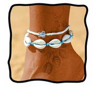 Lorealri Beaded Anklets Bracelets Boho Handmade Turtle Starfish Whelk Shell Tree of Life String Ankle Bracelet Summer Beach Waterproof Barefoot Sandals Foot Jewelry for Women, Adjustable, Nylon and
