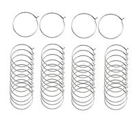 LOREC 200 Pieces Silver Wine Glass Charm Rings 25mm Earring Beading Hoops Round Alloy Wine Glass Markers Hoop Earring Findings for Party, DIY Craft Making, Hoop Earrings Making