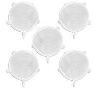 LOREC 5 Pcs Silicone Stretch Lids, 14.5 cm Silicone Lids Food Covers Reusable Silicone Stretch Lids Food Covers Silicone Food Cover Expandable to Fit Various Shape of Containers, Dishes, Bowls