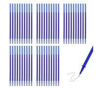 LOREC 50 Pcs Erasable Pen Refills, 0.35 mm Blue Ink, Ballpoint, Ideal for Students, Kids and Adults in Office, School or Home