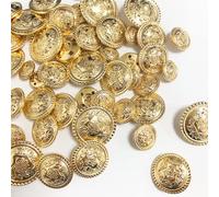 LOREC 50 Pcs Gold Metal Blazer Buttons 5 Different Size Gold Buttons 15mm 18mm 23mm 25mm 30mm for DIY Craft Button Men Women Blazer Coat Uniform Shirt Suit and Jacket