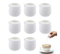 LOREC 8 Pcs 50ml Small Milk Jug - White Porcelain Creamer Pitcher Without Handle for Sauce, Salad, Coffee