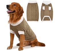 Lorehelina Dog Sweater for Large Dogs Argyle Cable Knit Turtleneck Pullover Winter Clothes for Boys Girls Stretch Golden Retriever Bulldog Pitbull Labrador Doberman Christmas Pet (XXL, Brown)