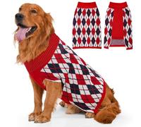 Lorehelina Dog Sweater Knit Turtleneck Pullover for Large Dogs Plaid Checkered Winter Clothes for Boys Girls Stretch Golden Retriever Labrador Bulldog Pitbull Doberman Christmas Pet XXL