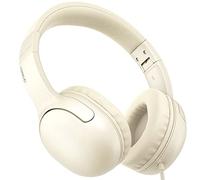 LORELEI E5 Wired Children's Headphones with Foldable & 3.5 mm Jack Socket Tangle-Free Nylon Wire Stereo On-Ear Headsets for School/Tablet/iPad/Kiddle (Beige White)