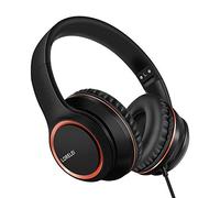 Lorelei X8 - Ear-Covering Wired Headphones with Microphone, 1.45m Nylon Cable and 3.5mm Plug, Lightweight Foldable Headphones for Electronic Devices, Space Black
