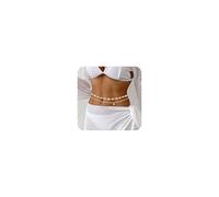 LOREMOW 2Pcs Seashell Waist Chain for Women Sexy Bikini Beaded Belly Chain Multi-Layered Starfish Pearl Summer Beach Adjustable Body Chain Shell Butterfly Pendant Waist Chain Jewelry, No Gemstone