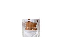LOREMOW 2Pcs Seashell Waist Chain for Women Sexy Bikini Beaded Belly Chain Multi-Layered Starfish Pearl Summer Beach Adjustable Body Chain Shell Butterfly Pendant Waist Chain Jewelry, No Gemstone