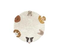 Lorena Canals Washable Children's Cotton Dog Rug for Bedroom, Nursery, Play Area, Diameter 140 cm