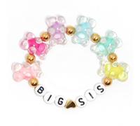 Lorenleya Big Sister Bracelets, Heart Charm Beads Stackable Bracelet Surfer Stretch Accessories Jewelry Gift for Big Sis, One Size, heishi, no gemstone