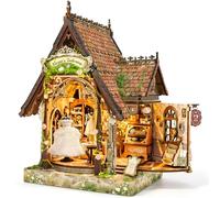 LORENOOK Romantic Book Nook with Openable Side Door and LED Light | Vintage 3D Wooden Puzzle, DIY Miniature Building Kit, Handcrafted Gift for Adults & Women - Dream Dress Studio
