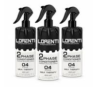 Lorenti 2-Phase Leave-in Conditioner for Hair & Beard 3 x 400 ml (04 - Milk | Leave-in spray treatment for hair and beard: detangles, nourishes and improves combability - without rinsing.