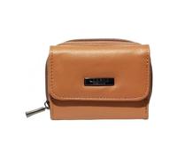 Lorenz Accessories RFID Blocking Leather Purse Wallet Small Zip Coin Sections Tan