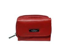 Lorenz Accessories RFID Leather Cowhide Woman Purse Wallet Small Zip Round Red