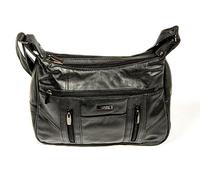 Lorenz Black Nappa Leather 2 Compartment Handbag with 4 Zip pockets