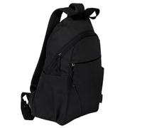 Lorenz Crinkled Nylon Backpack for Women, Lightweight Everyday Rucksack with Front Zip, 2 Side Pockets, Rear Security Pocket, 22 x 34 x 13 cm (Black)