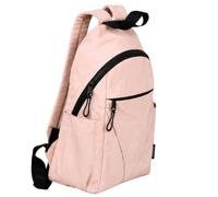 Lorenz Crinkled Nylon Backpack for Women, Lightweight Everyday Rucksack with Front Zip, 2 Side Pockets, Rear Security Pocket, 22 x 34 x 13 cm (Blush Pink)