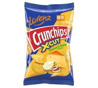 Lorenz Crunchips 10 Packets 130g | Lorenz X-cut Potato Snacks, Flavored Chips | (Pack of 10, Cheese & Onion)