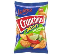 Lorenz Crunchips 10 Packets 130g | Lorenz X-cut Potato Snacks, Flavored Chips | (Pack of 10, Chilli & Lime)