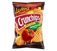 Lorenz Crunchips 10 Packets 130g | Lorenz X-cut Potato Snacks, Flavored Chips | (Pack of 10, Roasted Smoky paprika flavour)