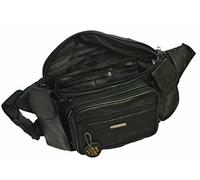 LORENZ Extra Large Real Leather Waist Bag Bum Bag With Multiple Pockets (3724 - BLACK)