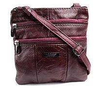 Lorenz Ladies Genuine Leather Crossover Body Bag (Burgundy)