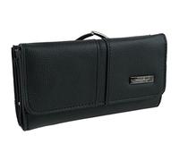 Lorenz Ladies Large Black Cowhide Leather Clasp Purse/Wallet