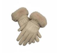 Lorenz Ladies Leather Beige Gloves Faux Trim Lined