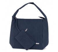Lorenz Ladies Striped Tote Bag Waxed Feel Large Top Zip Shoulder BagLadies Striped Tote Bag Waxed Feel - Large Top Zip Shoulder Bag with Detachable Zipped Accessory Purse