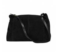 Lorenz Large Faux Suede Slouch Shoulder Bag for Women, Soft Hobo Tote Handbag, Adjustable Shoulder Strap, Zip Top Everyday Casual Bag, 40 x 30 x 12cm (Black)