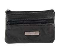 Lorenz Leather Coin Purse Mini Zip Wallet Soft Sheep Nappa Compact Change Holder Small Pocket Purse, Black