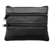 Lorenz Leather Coin Purse with Multiple Compartments, 12 x 9.5 cm, (Black)
