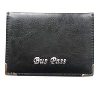Lorenz Leather Effect Grained PU Bus Pass Cover Holder with Zip up Coin Pocket - Black