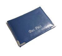 Lorenz Leather Effect Grained PU Bus Pass Cover Holder with Zip up Coin Pocket- Blue