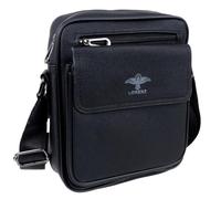 Lorenz Mens Compact Faux Leather Cross Body Bag - Black