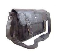 Lorenz MENS WOMANS LEATHER SATCHEL SHOULDER BAG LEATHER MESSENGER WORK TRAVEL UNISEX BAG (Brown)